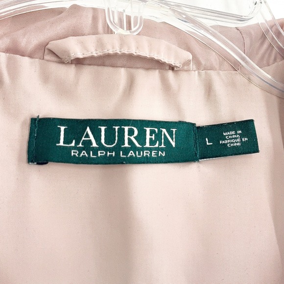 Lauren Ralph Lauren Hooded Jacket Womens L Pink Windbreaker Lightweight Gold Zip - Picture 3 of 9